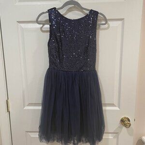 💙 Stunning Teens Navy Blue Sequin Party Dress by Red Clover–Size Small–NWOT 💙